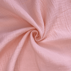 Ткань Муслин Жатый, цвет Нежно-Розовый (на отрез)  в Белгороде